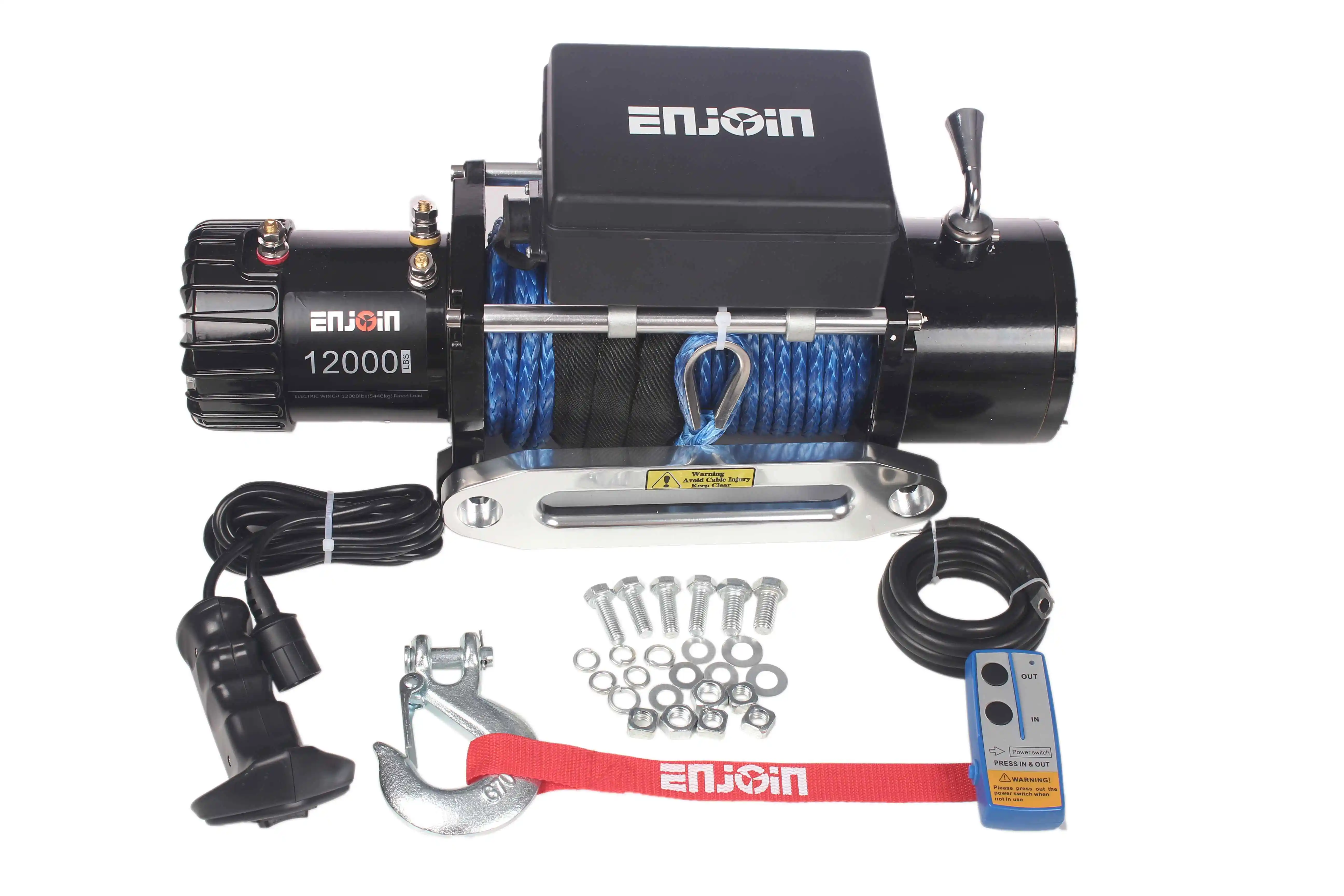 12,000 pound electric winch for 4x4 SUVs 13,500 pound car recovery winch 12 volt ATV/UTV