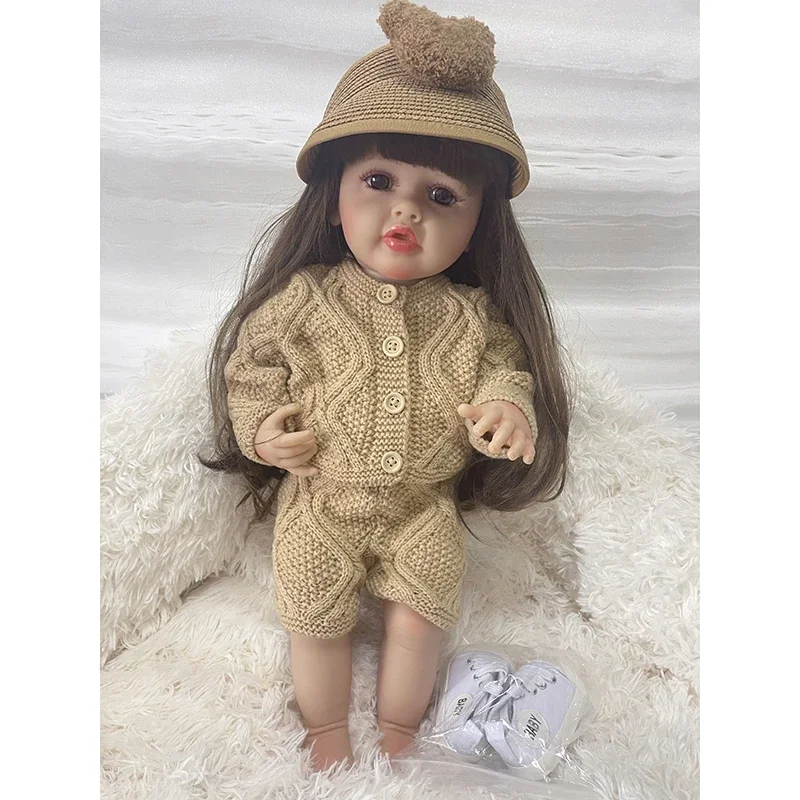 55CM Reborn Dolls Full Body Vinyl Girl Betty with Long Hair Hand Painted 3D Skin Visible Veins Waterproof Doll Toys for Girls