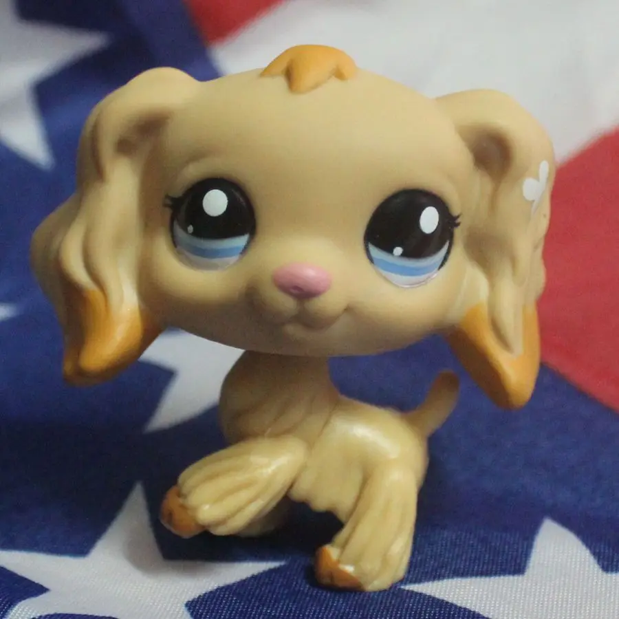 

Mini Pet Shop Yellow LPS Cocker Spaniel Dog Blue Eyes #1716 Figure kid toy