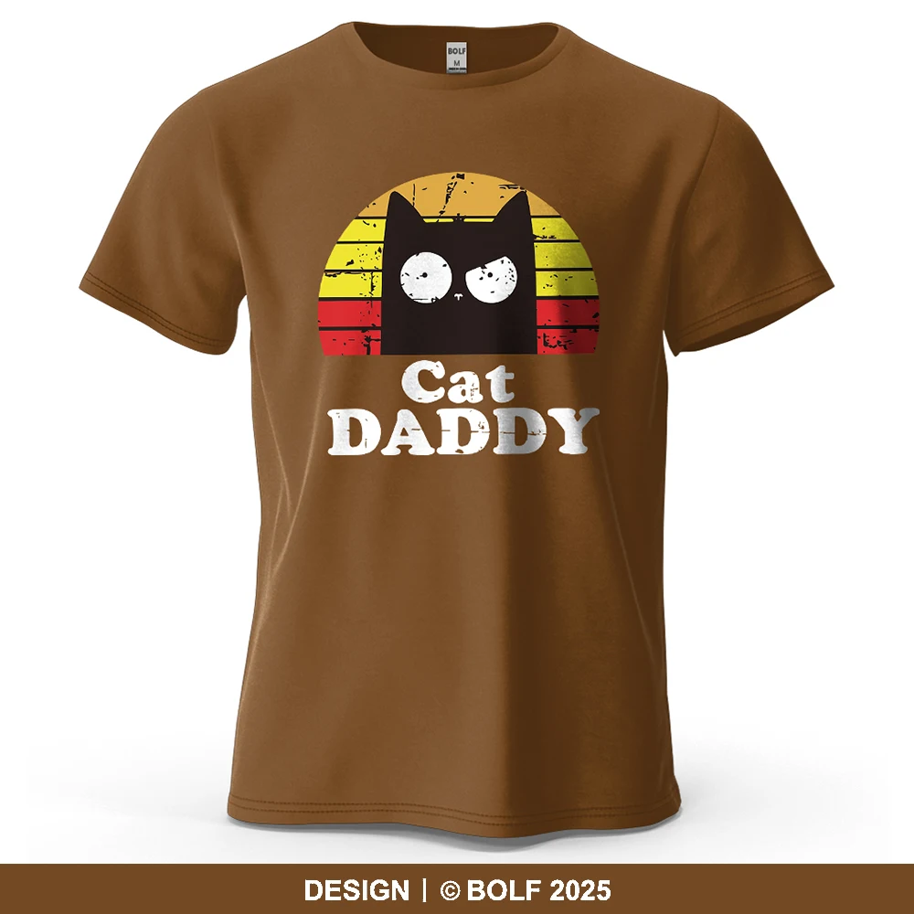 Cat Daddy Bedrucktes Herren-T-Shirt aus 100 % Baumwolle, übergroß, verspielte Retro-Grafik-T-Shirts für Damen, Tops, T-Shirts, lässige Streetwear