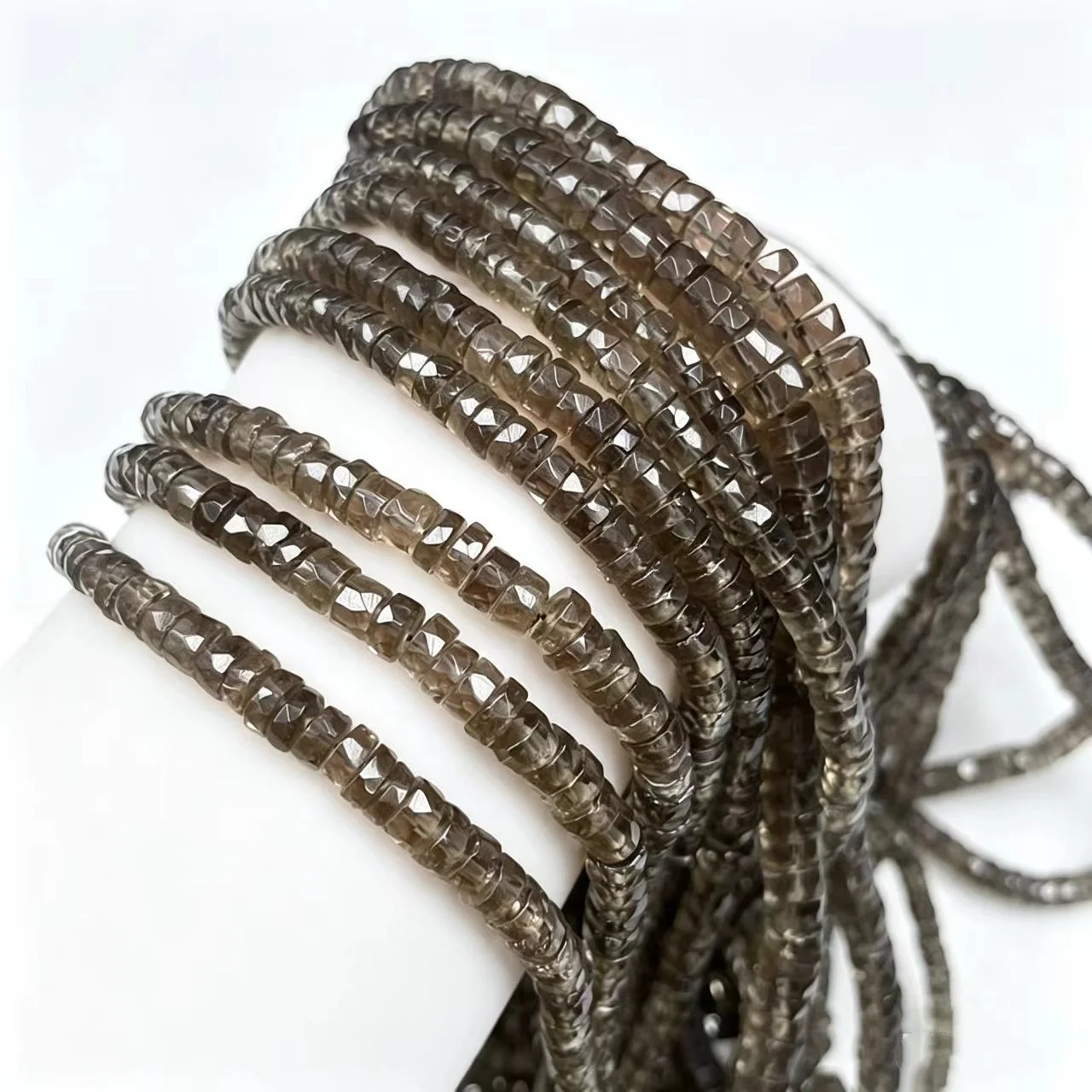 Smoky Quartz Faceted Roundelle Beads 5-6mm 38cm Wholesale for Jewelry Making FPPJ