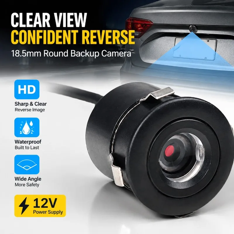 18.5mm Round Drill Hole Rear View Backup Camera 4 Pin 12V Waterproof Reverse Parking Cam Electric Vehicle Tricycle Automobile