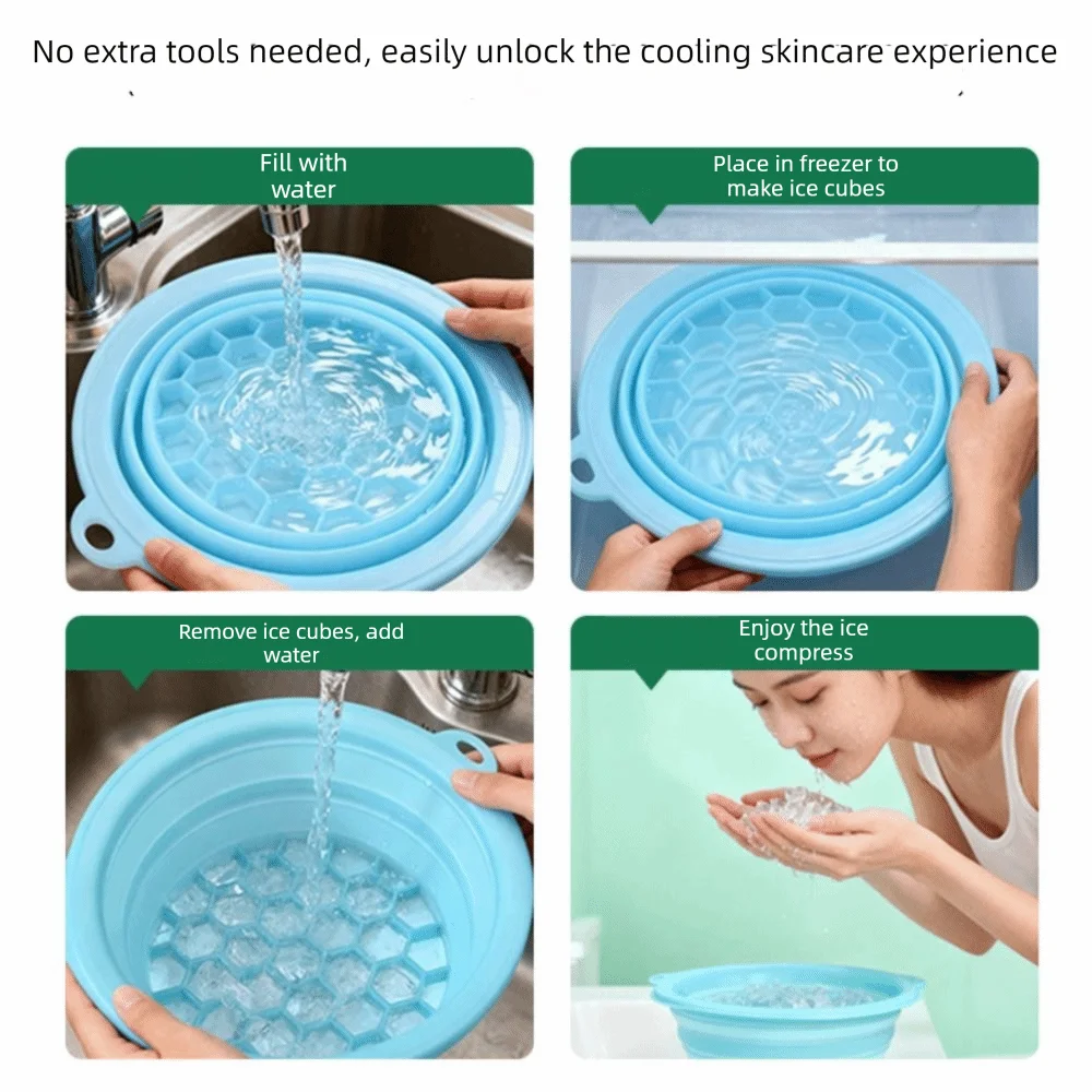 Silicone Ice Bath Washbasin Relief Stress Improved Blood Circulation Ice Bath Tub Bucket Foldable Ice Washbowl for Women Girls