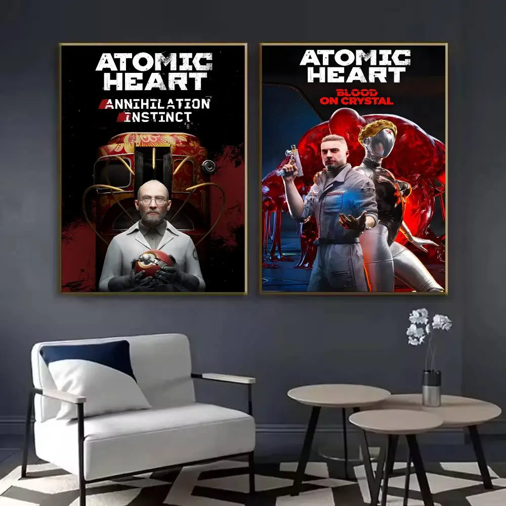A-Atomic H-Heart Shooting Poster Waterproof Sticky Wall Art Print For Bedroom Living Room Hallway Bar Home Decor