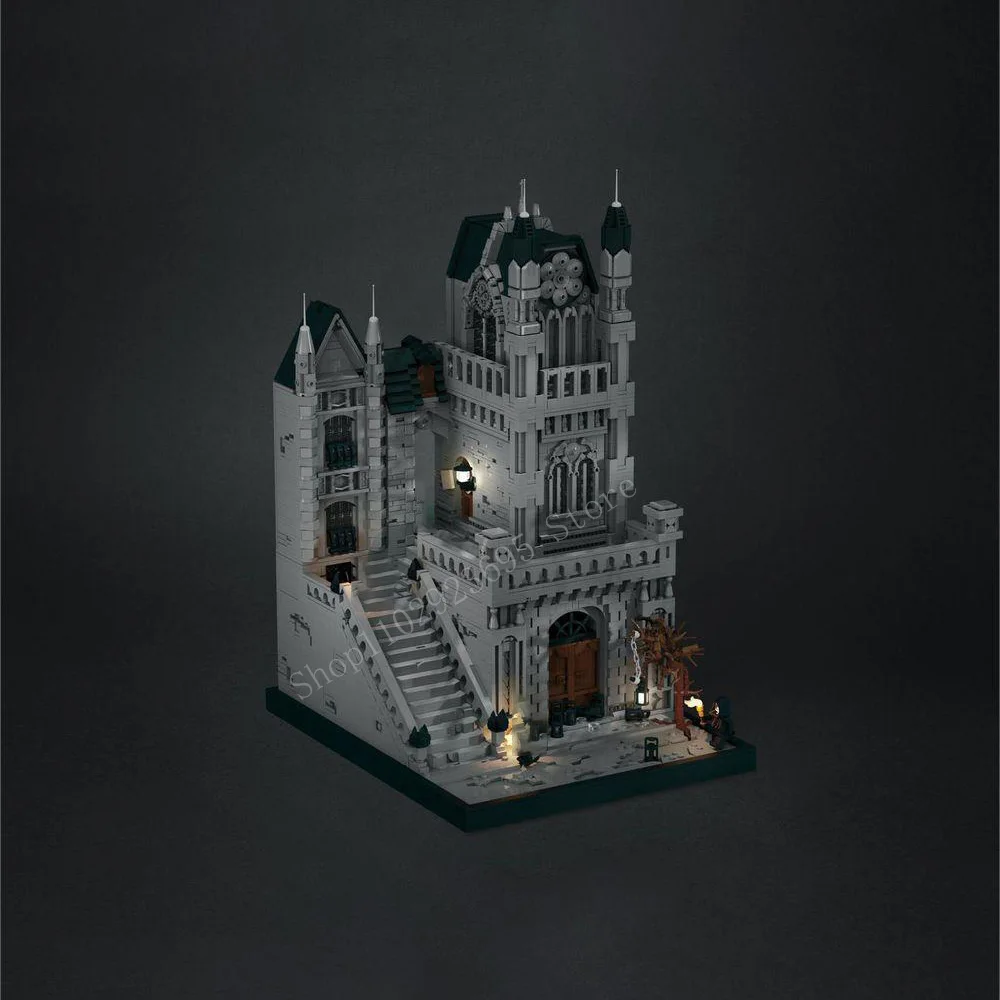 New 6569PCS MOC building blocks Medieval dark Gothic City Bloodborne Church model of Yanam Street DIY child Toy Birthday Gift