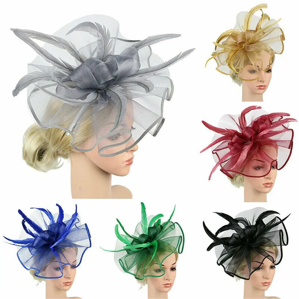 Ascot Race Hair Accessories Fascinators Top Hat Feathers Hair Clip Tea Party Headband Fascinator Hat Feather Flower Headband