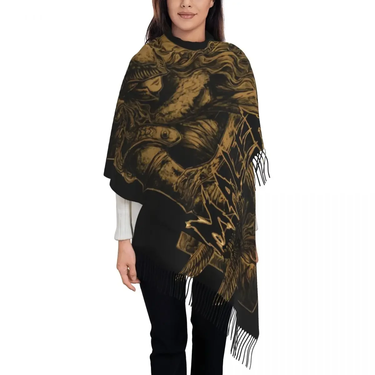 Women Scarf Warm Soft Eldenned Ringged Maleniaa Blade Of Miquellae Scarves Wraps with Tassel Shawl Wrap Winter Bufanda Mujer