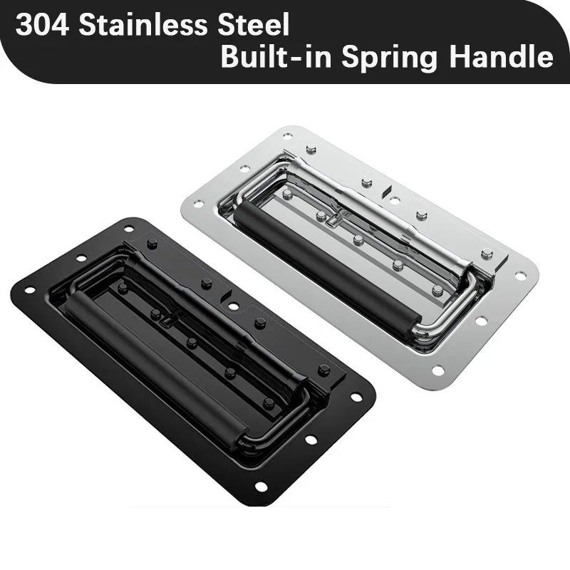 Heavy Duty Recessed 304 Stainless Steel Spring Folding Handle for Cabinet Door Box Flight Case - Industrial Pull Hardware