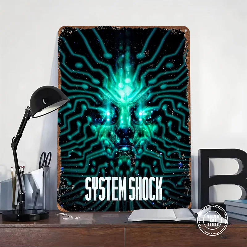 System Shock Digital Art Poster Retro 3D Printed Metal Signs Customized Wall Hanging Gift for Bedroom Decorations Man Cave Decor