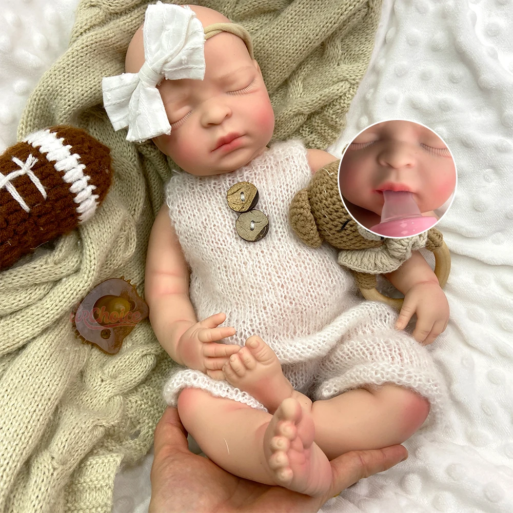 

17-дюймовая силиконовая кукла-реборн «Спящая девочка» с реалистичными чертами, мягкая, с видимыми венами, с функцией сосания соски, ручной работы, утяжеленная, для пожилых людей