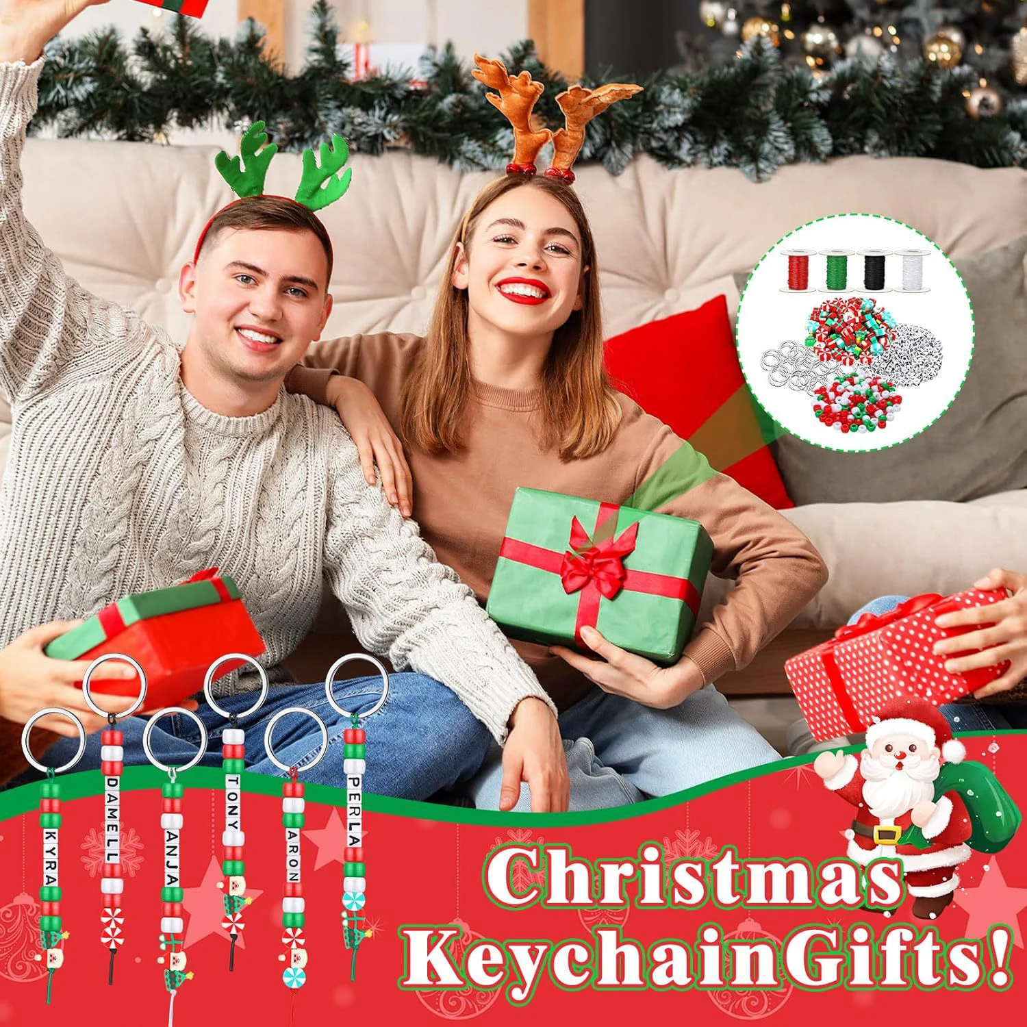 566 قطعة لتقوم بها بنفسك عيد الميلاد المفاتيح عدة الأحمر والأخضر مطرز اكسسوارات بوليمر كلاي رسالة اكسسوارات لتقوم بها بنفسك حقيبة قلادة المفاتيح ل #4