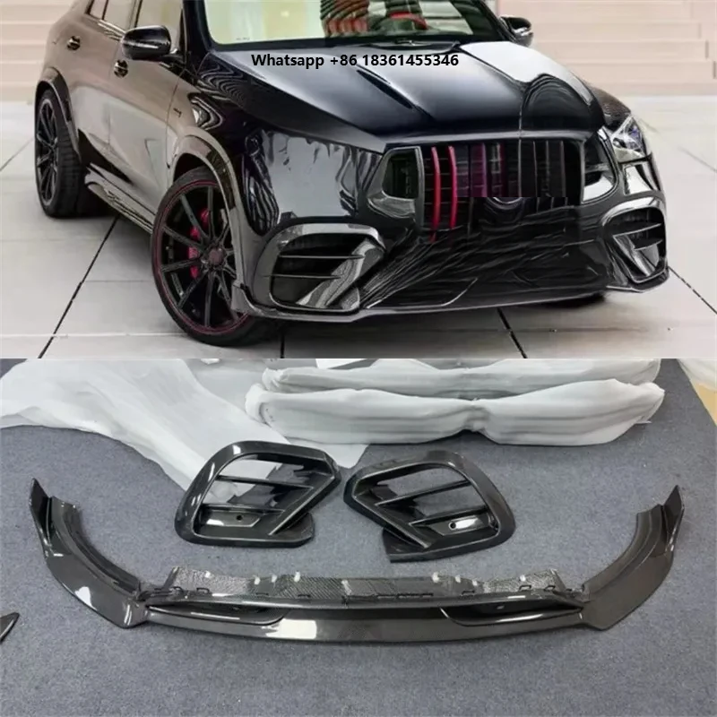 

FOR Real Carbon Fiber Front Bumper Lip Spoiler Kit Fit GLS63 450 2020-2022