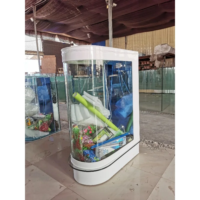 

Customized large transparent cube Acrylic aquarium fish tank with lamp Glass Bullet front salt water aquarium fish tank