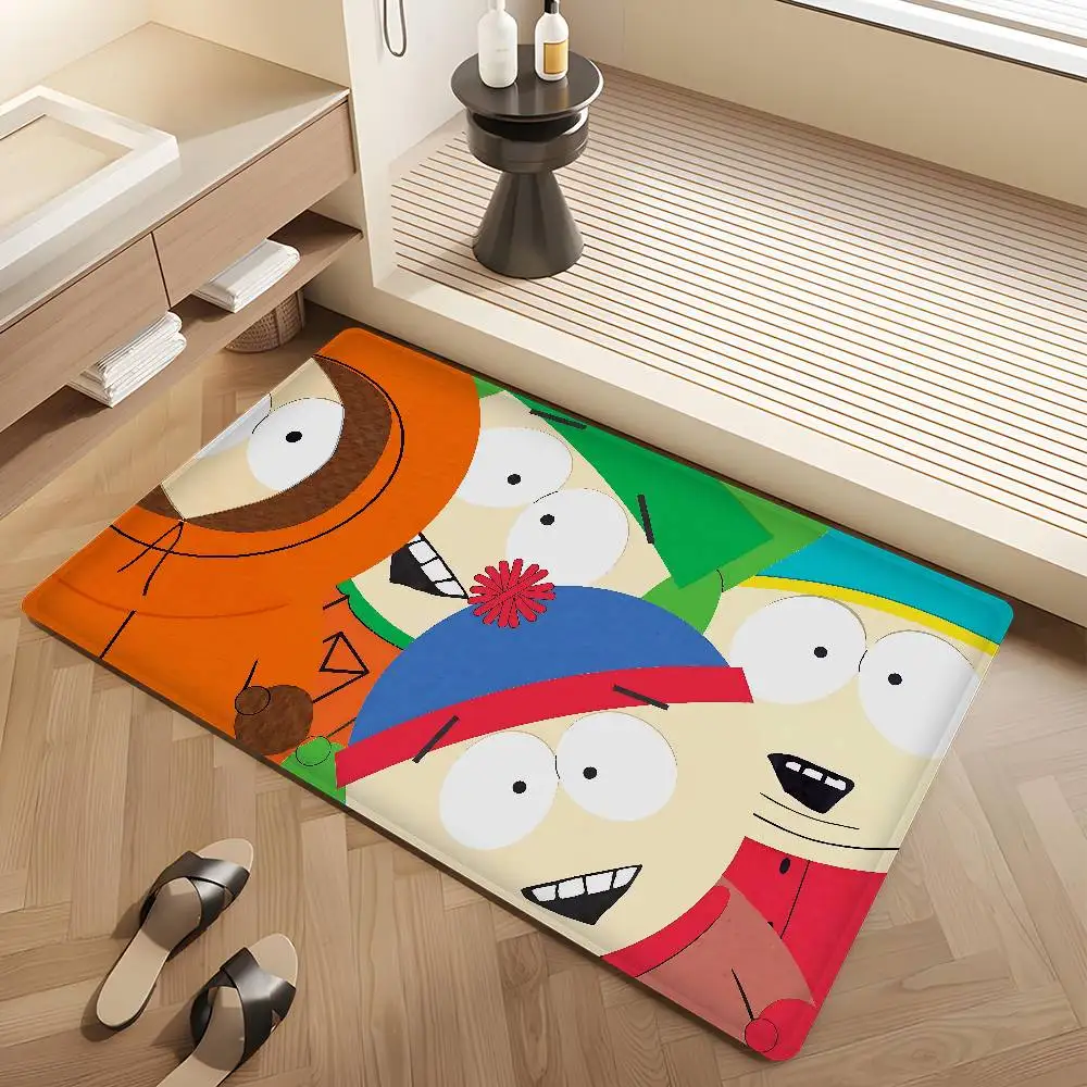 S-South Park Cute Cartoon Kitchen Mat Nordic Style Bedroom Living Room Doormat Home Balcony Anti-Slip Welcome Rug