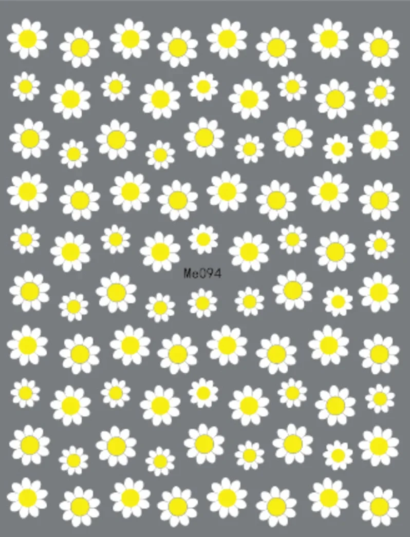 Nail Art Bloem Daisy Reliëf Stickers Nagel Sliders Eenvoudig Bloemenontwerp Elegante Zelfklevende Nail Art Stickers Decoratie