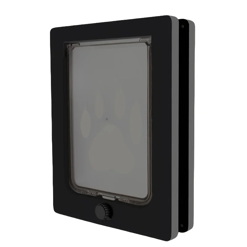 A Cat Door with One Opening, Adjustable in Three Settings, Available in Two Colors (Black and White). Made of High-Grade ABS Mat