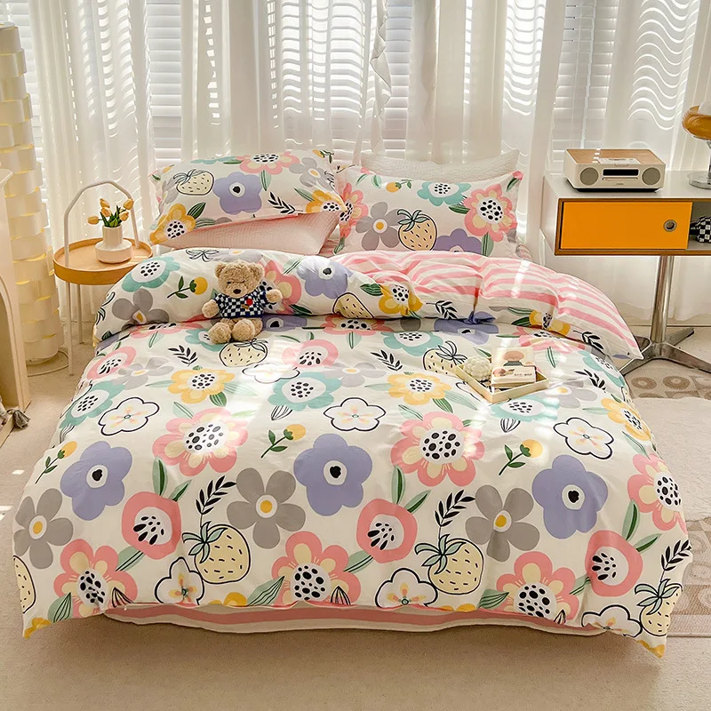 cotton duvet cover set mattress bed sheet quilt bed cover