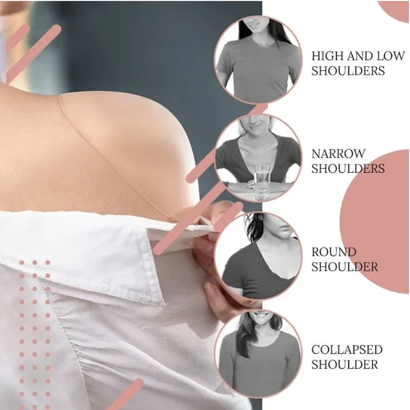 1Pair Invisible Detachable Breathable Silicone Shoulder Pad  for Woman Shoulder Enhancer Reusable Self-Adhesive Clothing