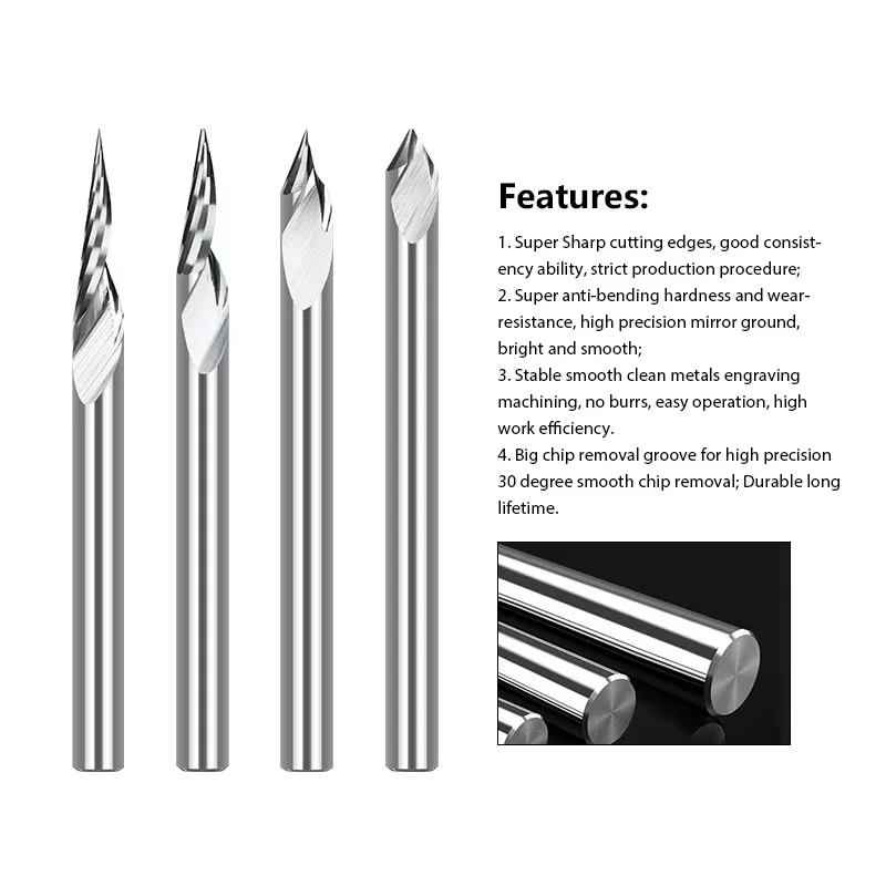 PCB Gravur Bit 3,175mm Schaft V Form Carving Bits 10-90 Grad Hartmetall CNC Router Bit Spitze 0,1 0,2 0,3mm 3D Fräser