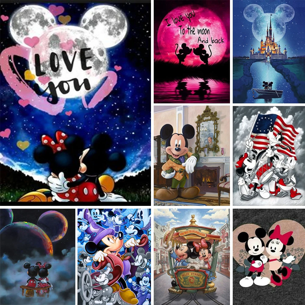 Mickey 5D Diamond Painting Disney Diamond Mosaic Full Drill Cartoon Character Rhinestone Picture Wall Decor Child Gift