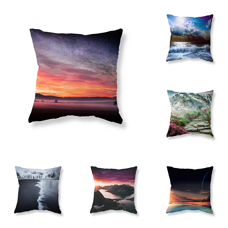 

Natural Landscape Starry Sky Pillow Cover Sofa Decorative Chair Cushion Room Home Decoration