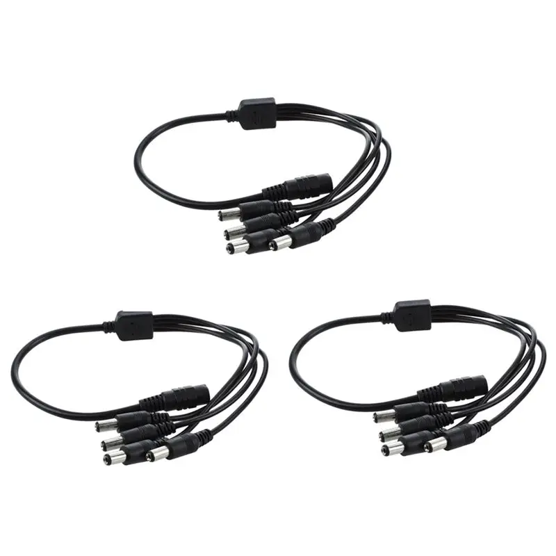 AABFK 3X 1 to 4 DC Power 4-Port Splitter Adapter Adaptor Cable CCTV Camera