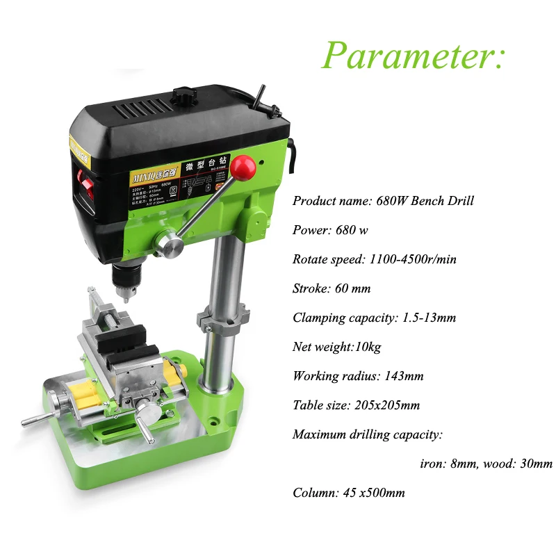 Taladro de cuentas 1,5-13mm Mini taladro de banco multifunción para el hogar 220V herramientas de fabricación de cuentas industriales fresadora 680W