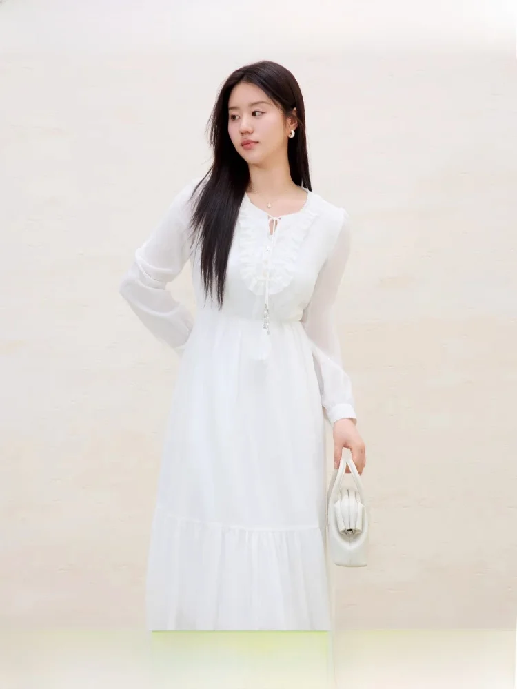 

Romantic Large Size Women's Dr Ele Long Faionable Spring New Arrival Commute Quali Cotton 00% Single Piece
