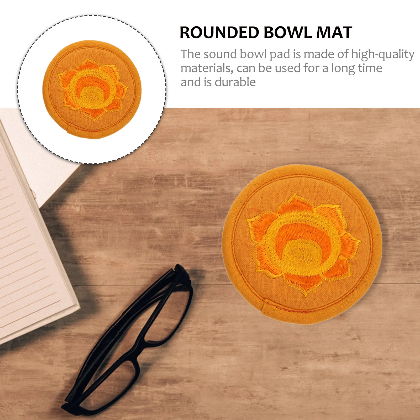 Buddha Sound Bowl Mat Premium Embroidery Round Cushion Religious Sound Bowl Pad Functional Prop Religious Cushion