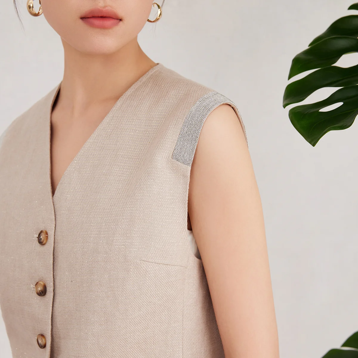 เสื้อกั๊กผ้าลินินผู้หญิง K3045L รุ่นหรูหรา คุณภาพสูง แฟชั่นฤดูใบไม้ผลิและฤดูร้อน สวมใส่สบายๆ