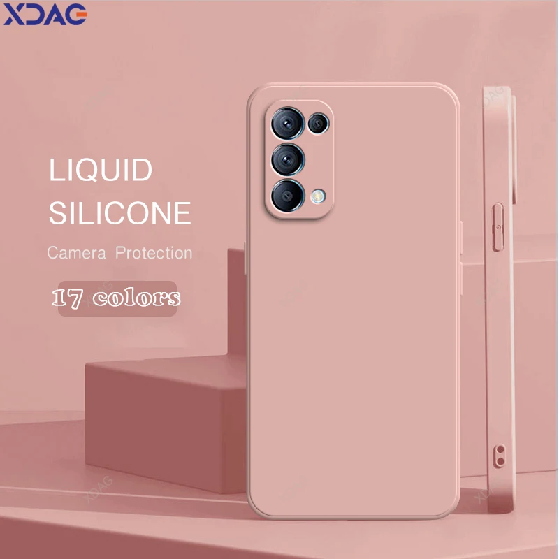 Solid Square Liquid Silicone Soft Phone Case, Luxo Capas Originais para OPPO Find X3, FindX3 Lite, X3Lite Pro, Neo, 5G