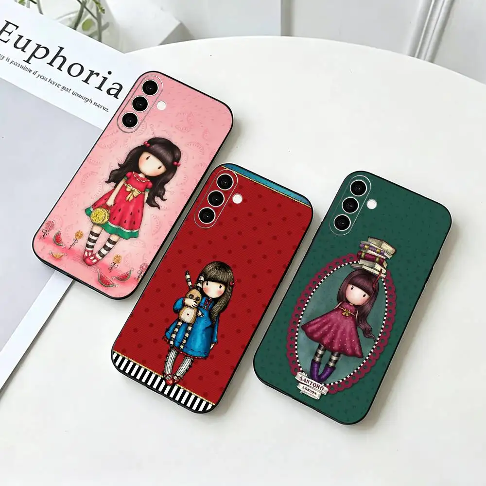 Cute S-Santoro G-Gorjuss   Phone Case For Samsung Galaxy A73,A72,A71,A70,A53,A52,A51,Others Soft Black Cover