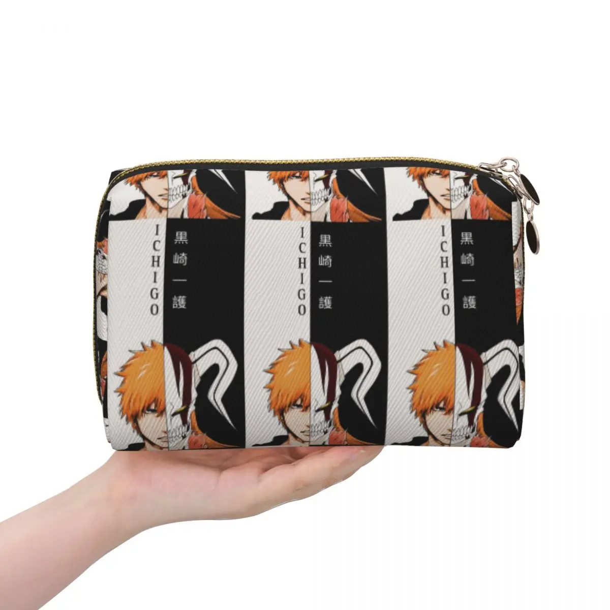 Ichigo Kurosaki Anime Bleach Women Cosmetic Bags Travel Makeup Organizer Pouch Toiletry Storage Dopp Kit Box