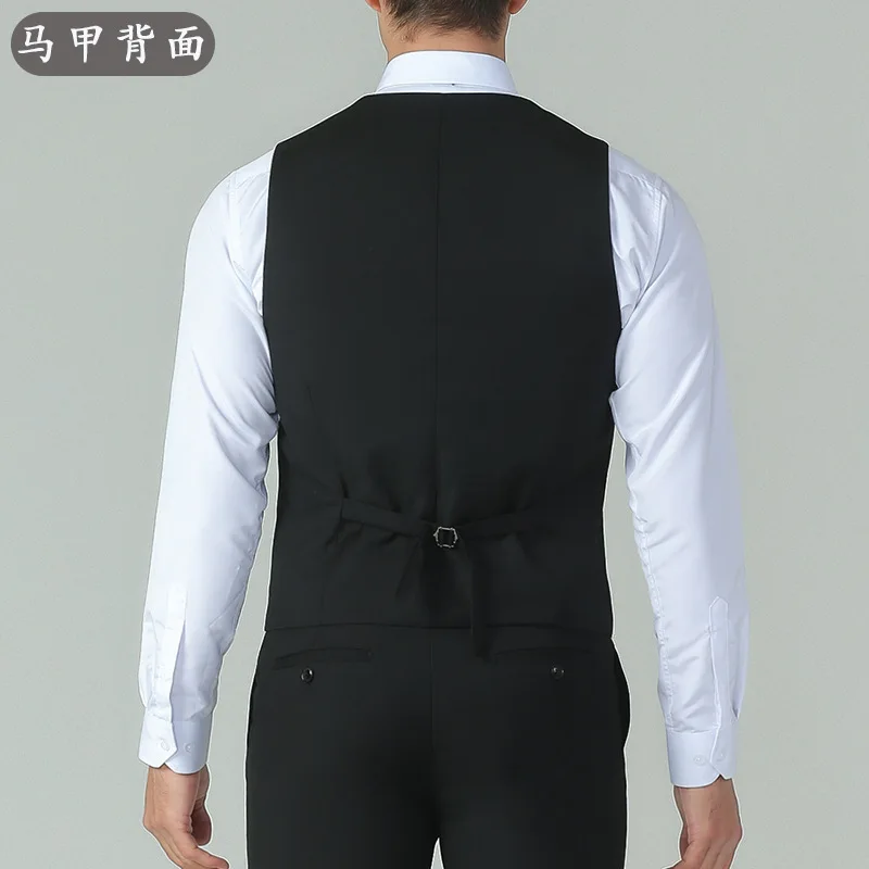 Herren Formelle Anzugweste Slim Fit V-Ausschnitt Einreihige Weste Übergröße Hochzeit Party Trauzeuge Business Büro Arbeitsuniform – Detail 10
