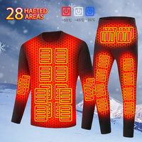 Winter Heated Jacket Men Self Heating Vest Women Heated Thermal Underwear Ski Suit USB Electric Heating Clothing Long Johns