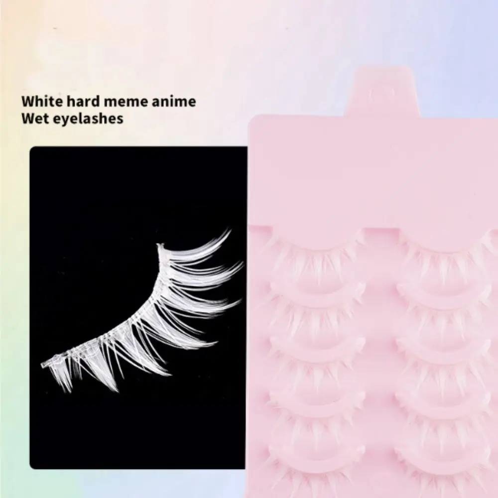 10 Kępki Sztucznych Rzęs Białe Całe Kępki Rzęs do Makijażu Długotrwałe Puszyste Sztuczne Rzęsy Gęste Cosplay