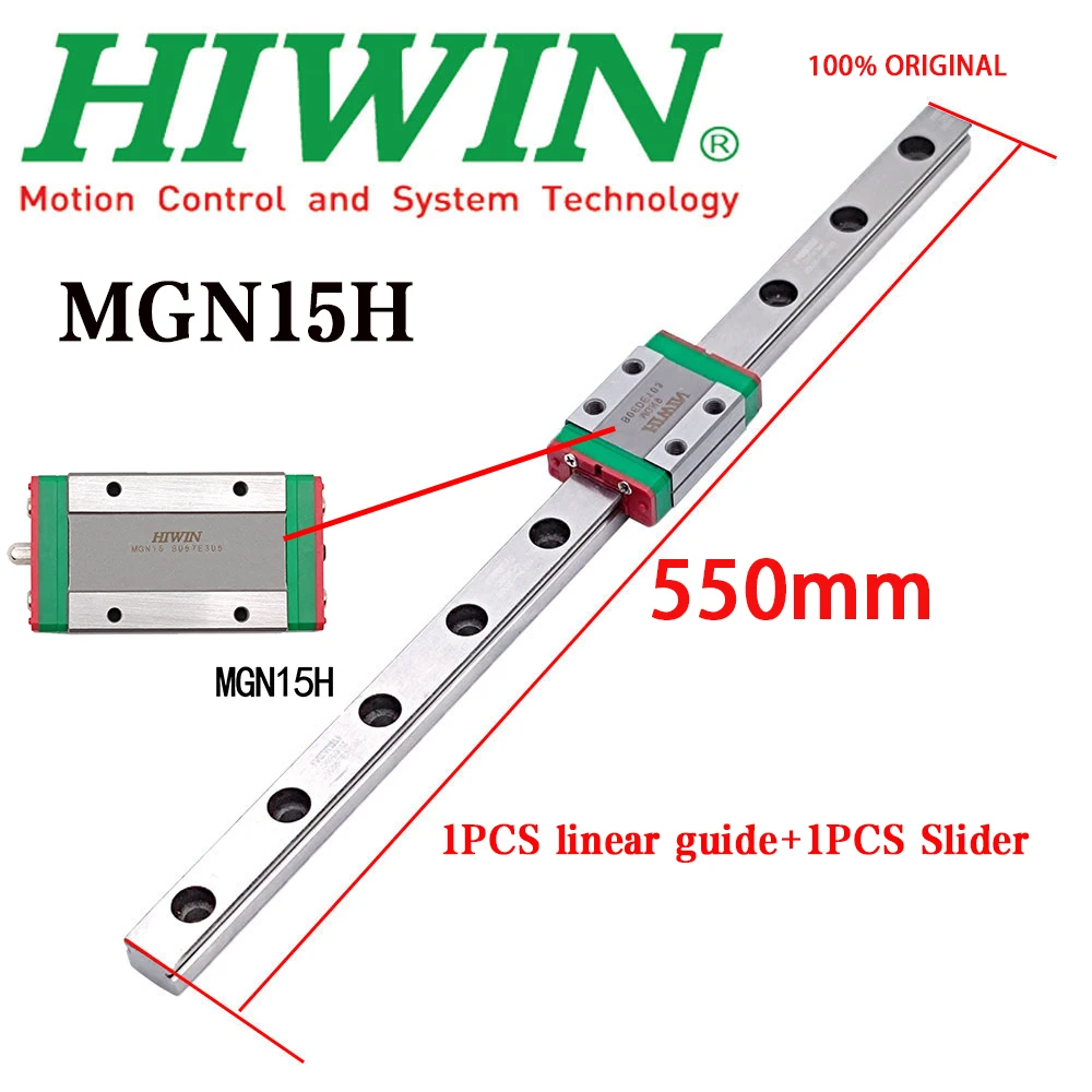 

NEW HIWIN Original Genuine MGN15 MGN15H Miniature Linear Guide Rail 550mm MGN15 Linear Guide+MGN15H Slider Block For 3D Printer