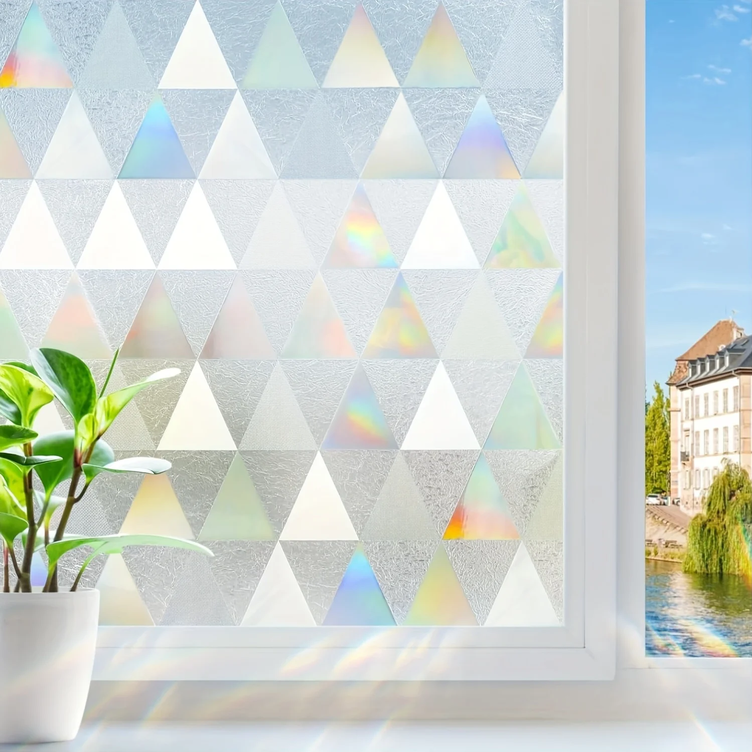 Sichtschutzfolie mit Regenbogen-Buntglasfenster, elektrostatischer Sichtschutz-Aufkleber für Heimdekoration, Sichtschutzschild