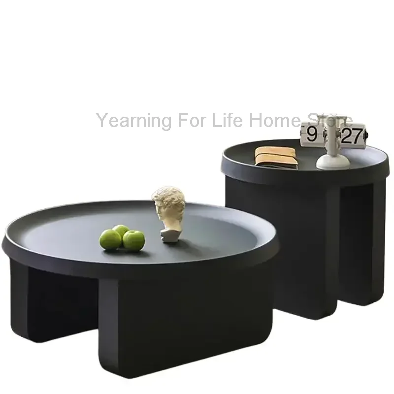 Vintage Round Coffee Table Kitchen Black Modern Unique Hotel Bedroom Side Table Luxury Storage Mesa Auxiliar Home Furnitures