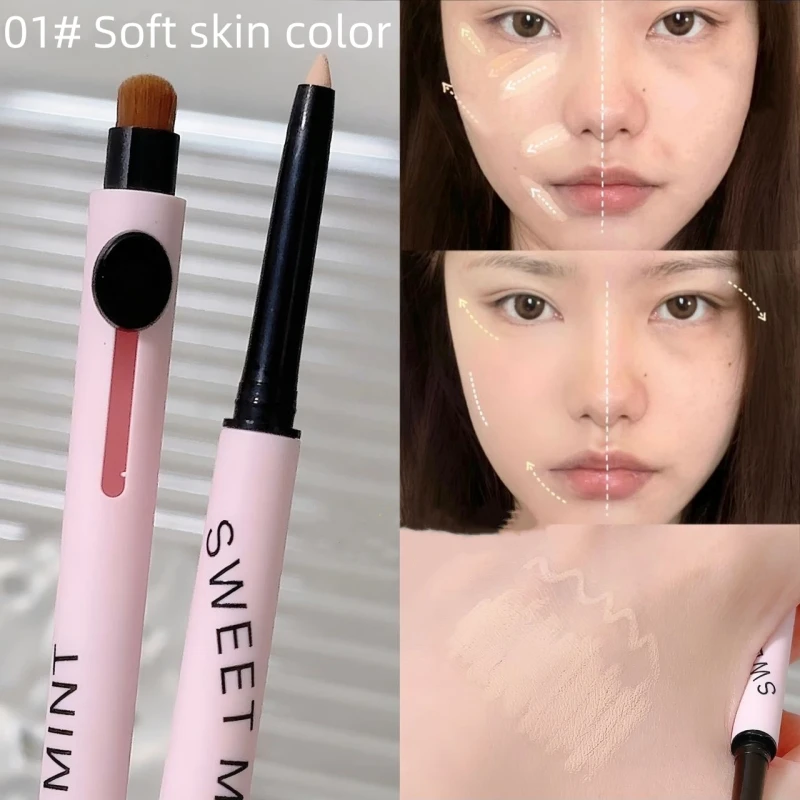 Face Foundation Concealer Pen Double Head Brush Moisturizing Full Coverage Balck Circle Acne Marks Contour Makeup Stick