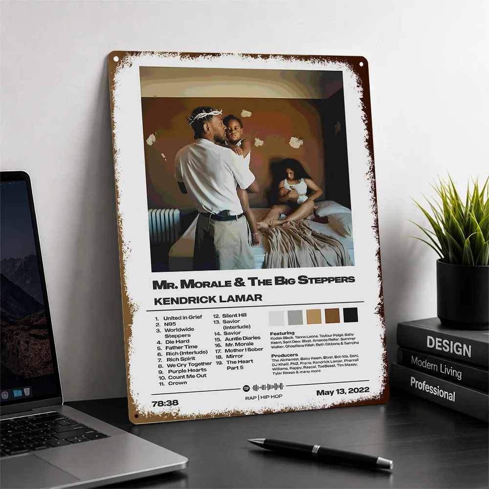Kendrick Lamar Mr. Morale Album Cover Printed Poster Personalized Aluminum Metal Sign Urban Tribute Wall Art Made For Rap Fans