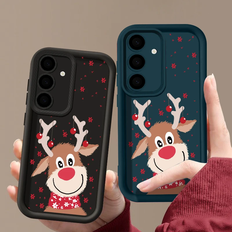Cartoon Weihnachten Hirsch Fall Für Samsung Galaxy S25 Rand S24 S23 Ultra S22 Plus A17 A56 A36 A26 A16 A55 A15 S24 S23 FE Soft Cover