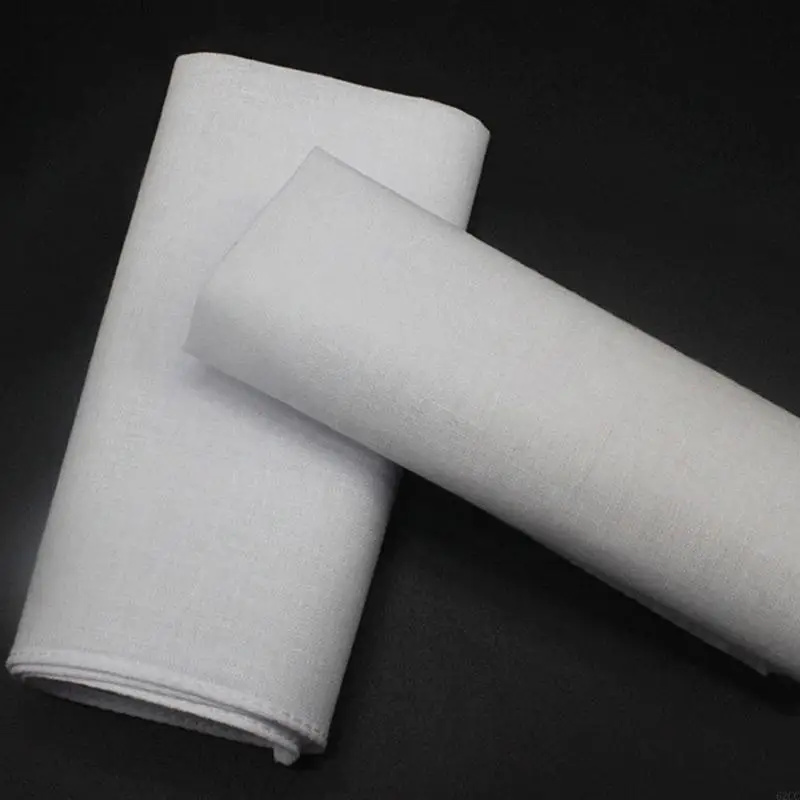 62CC Lightweight White Handkerchiefs Cotton Square Hankie Washable Chest Towel Pocket Handkerchiefs for Adult Wedding Party