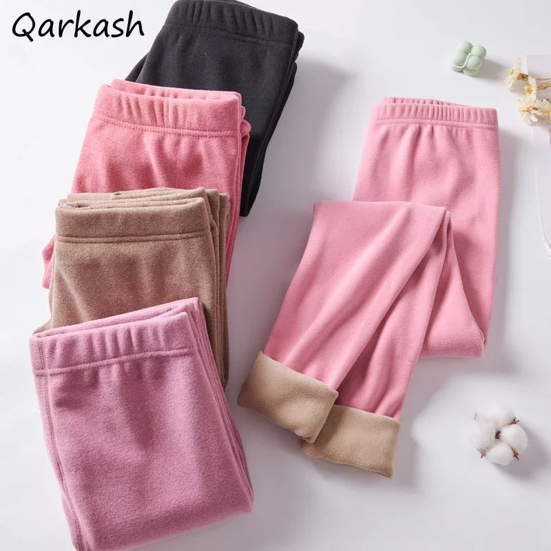 

Winter Leggings Women Bodycon Plus Velvet Thickening Basic Solid Comfortable All-match High Waist Elastic Simple Korean Style