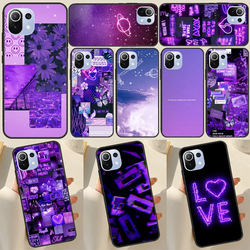 Purple aesthetic Case For POCO F5 X3 X5 Pro X4 F4 GT F3 M5s C40 Back Cover For Xiaomi 13 12 Lite 11T 12T Pro