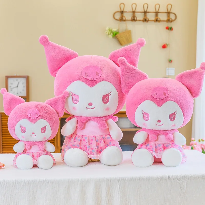 25cm Sanrio Cartoon Kuromi Peluch Toy Kawaii Anime Sakura Kurome Doll Home Decor Animal Sitting Doll Bed Decoration