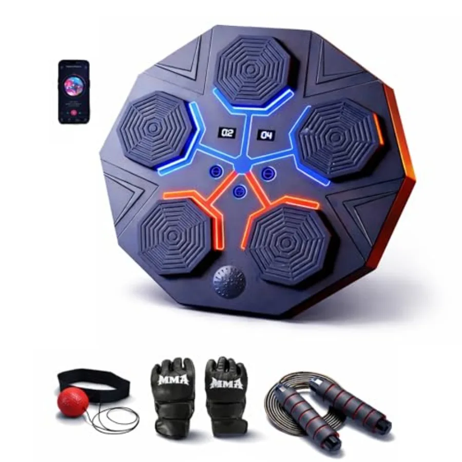 

Music Boxing Machine for Adults Bluetooth Wall Mounted Punching Machine Interactive Boxing Trainer with LED Targets Pro Boxing