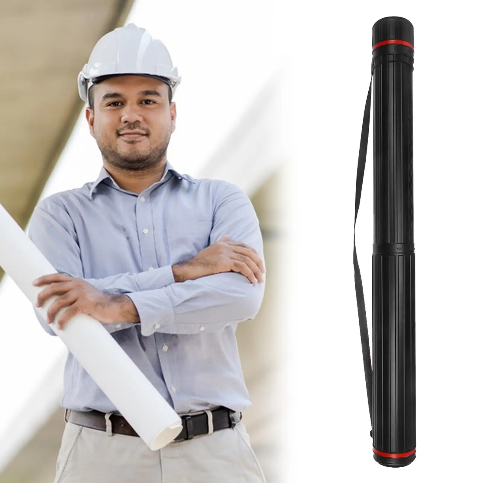 

Poster Tube Telescoping Poster Carrying Case Blueprint Carrier Tube with Shoulder Strap Portable Drawing Container for Maps