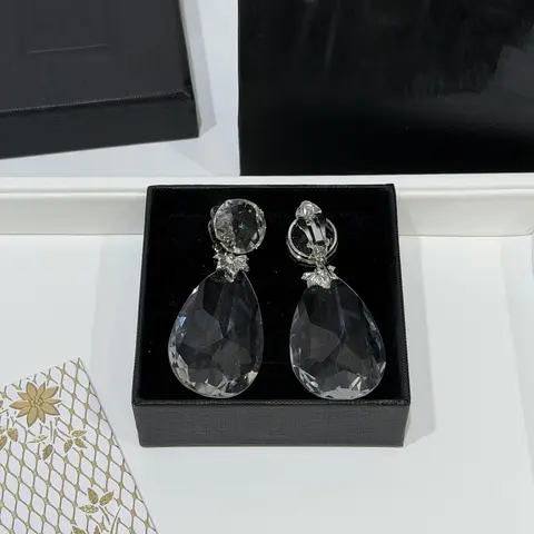 Europe America Transparent Crystal Water Droplet Earrings Women Top Quality Jewelry