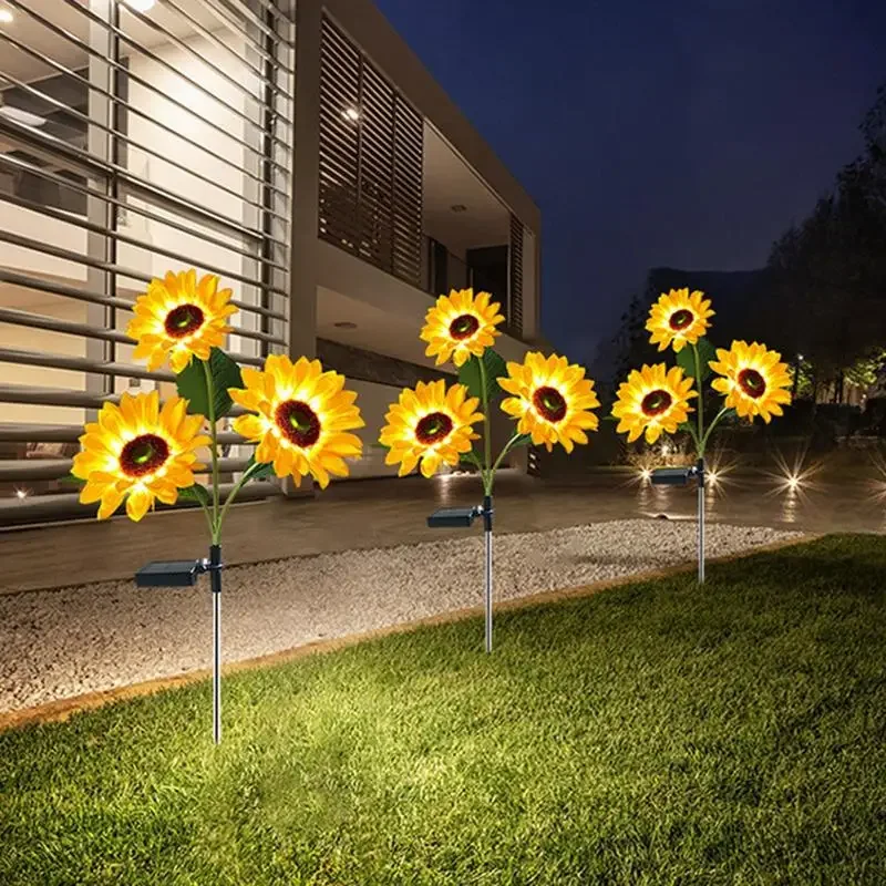 

LED Sunflower Lights Solar Powered Decorative Waterproof Artificial Flowers Lights for Lawn Yard Garden Ornaments Outdoor Decor